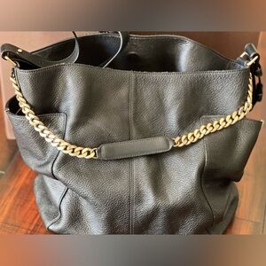 Jimmy Choo Top Leather Hand Bag with Gold Chain Accent